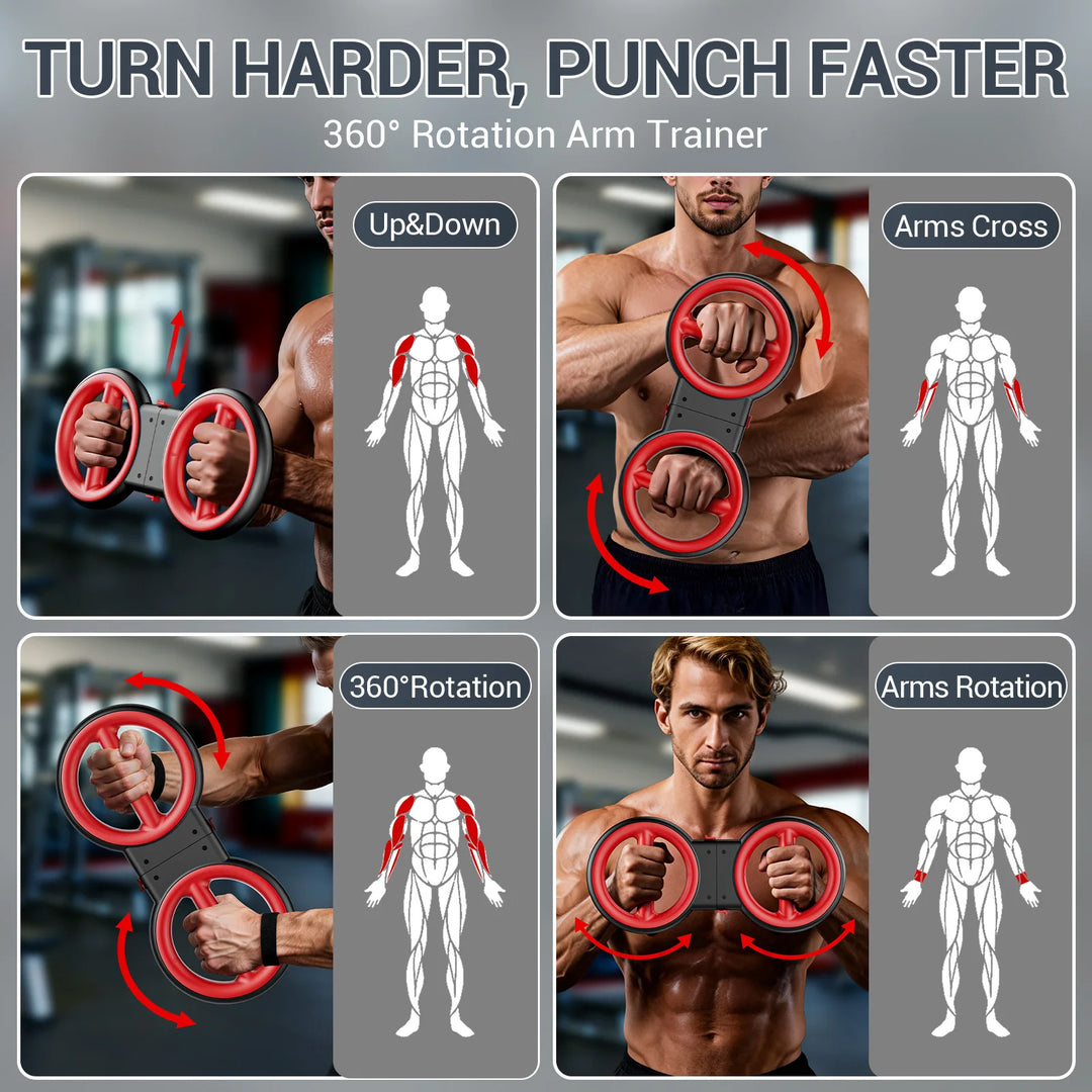 3 IN 1 Burn Machine,360° Rotatable Forearm Trainer,Chest Expansion,One-Handed Centrifugal Exercise,Adjustable 5 Level Resistance