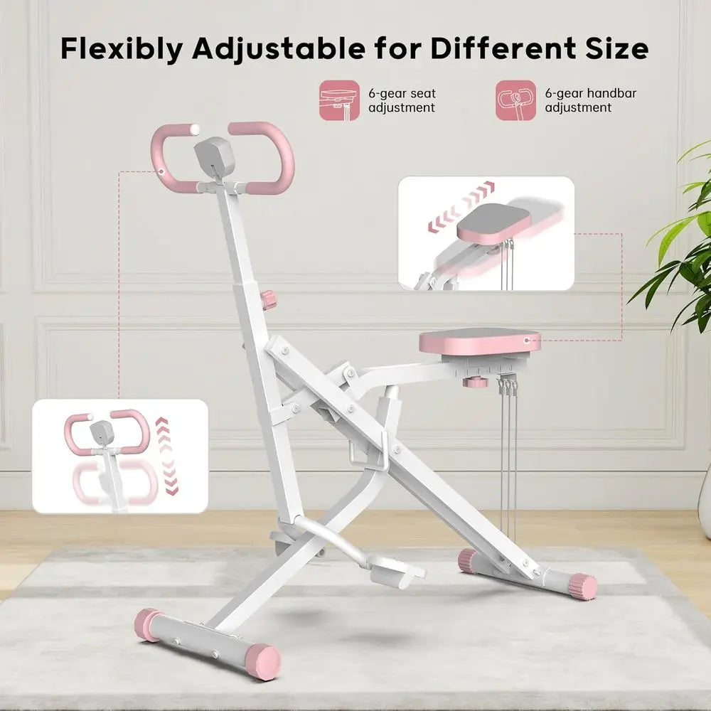 2-in-1 Foldable Squat & Rowing Machine, Home Trainer with 3 Resistance Bands, 400lbs Capacity for Leg, Glutes and Core Workout
