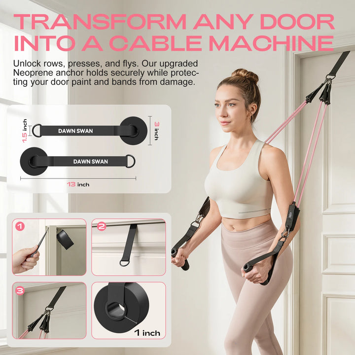 Pilates Bar Kit with Resistance Bands–Adjustable Home Gym Workout–Portable Pilates Equipment for Squats,Yoga&Full Body Toning