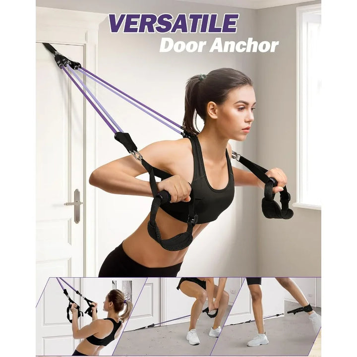 Upgraded Pilates Bar Kit with Resistance Bands Natural Latex for Women & Men, Heavy-Duty Stainless Steel Multifunctional Yoga Pi