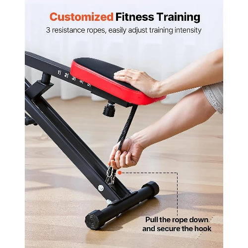 Foldable Deep Squat Rowing Machine with 2/3 High Strength Resistance Bands Glute Leg Trainer Home Workout Exercise Equipment