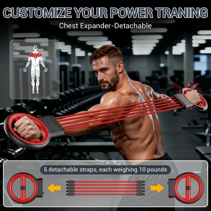 3 IN 1 Burn Machine,360° Rotatable Forearm Trainer,Chest Expansion,One-Handed Centrifugal Exercise,Adjustable 5 Level Resistance