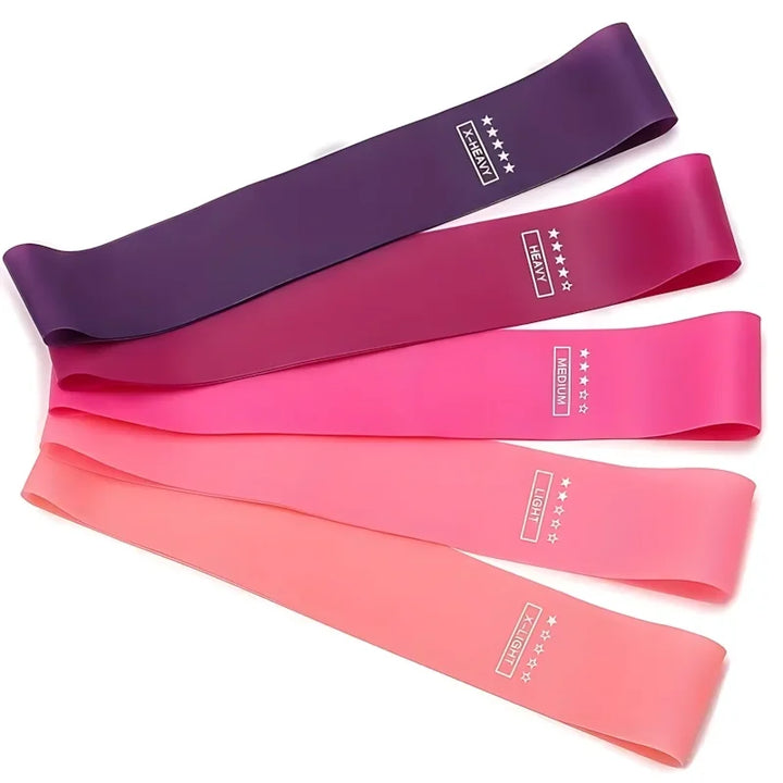 5 Piece Exercise Resistance Bands, Latex Loop Set. For Strength Training, Home & Travel