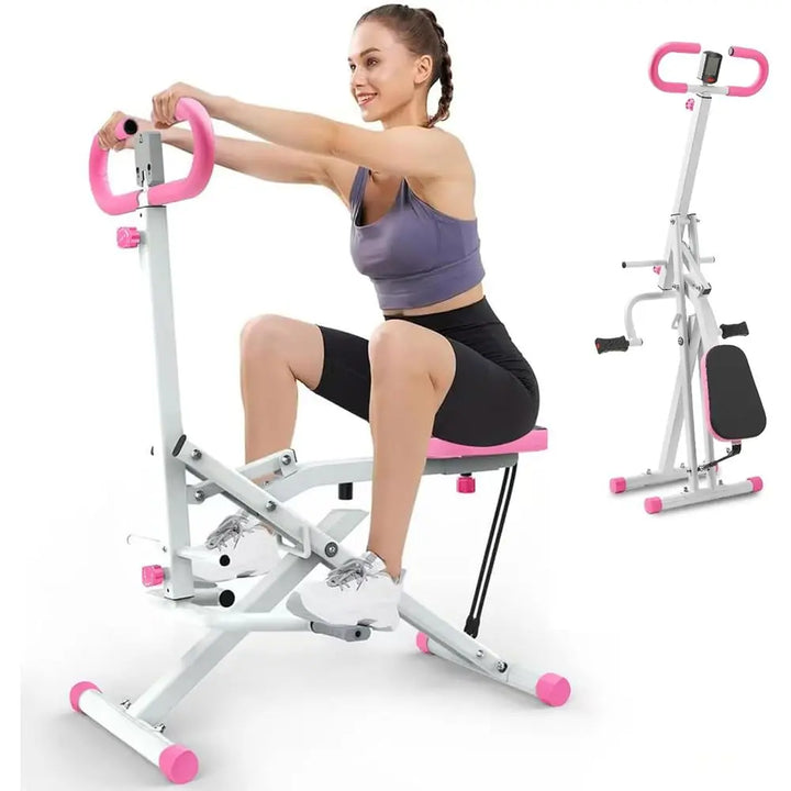 Foldable Deep Squat & Rowing Machine for Women, Adjustable Resistance Home Exercise Device for Glute, Leg and Cardio Workout