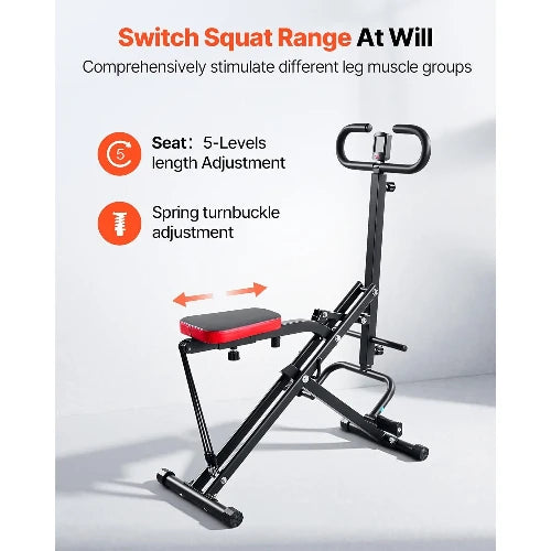 Foldable Deep Squat Rowing Machine with 2/3 High Strength Resistance Bands Glute Leg Trainer Home Workout Exercise Equipment