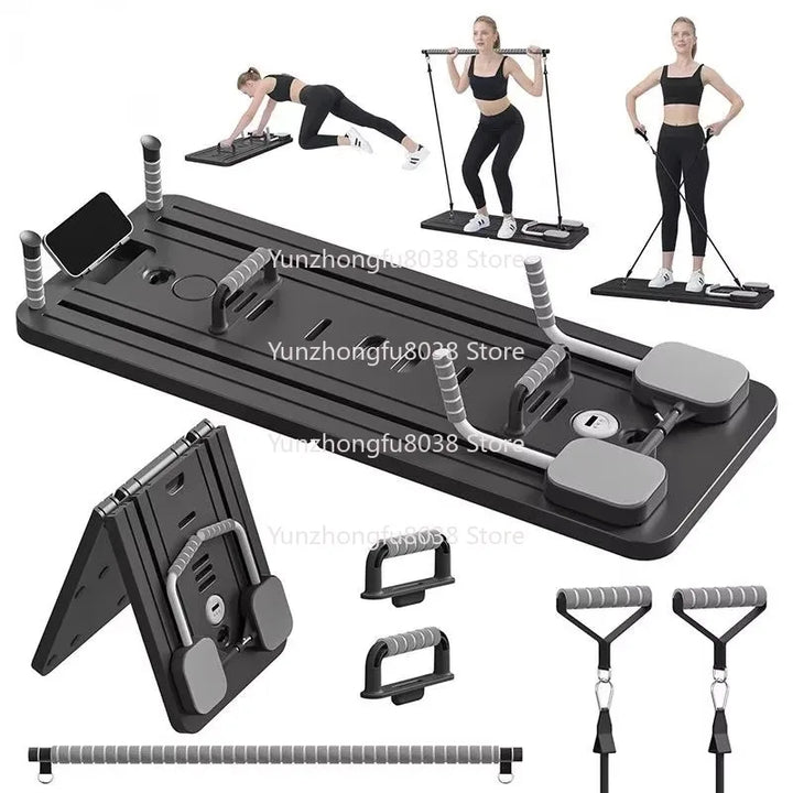 Durable Portable Multifunctional Pilates Reformer Board Folds Up for All Body Workouts in a Pilates Studio