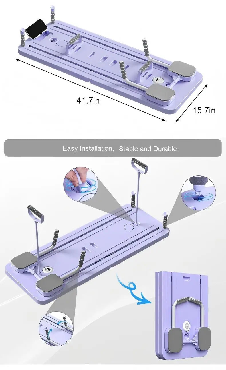 Durable Portable Multifunctional Pilates Reformer Board Folds Up for All Body Workouts in a Pilates Studio