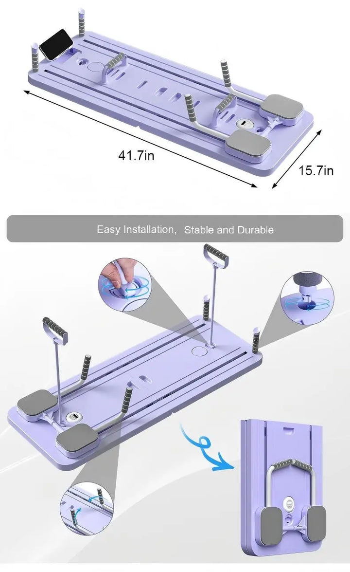 Durable Portable Multifunctional Pilates Reformer Board Folds Up for All Body Workouts in a Pilates Studio